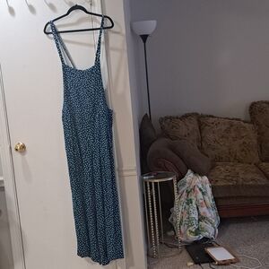 Torrid Teal Jumpsuit with White Dots